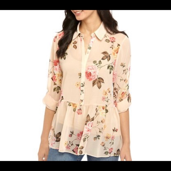 Cupio Tops - FLASH SALE!!! Cupio Floral Blouse Size L NWT